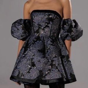 SHOPAKIRA ELOISE OFF THE SHOULDER BROCADE MINI DRESS